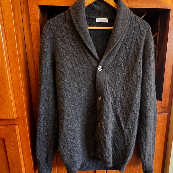 Gran Sasso Cable Knit Button Cardigan w/ Shawl Collar